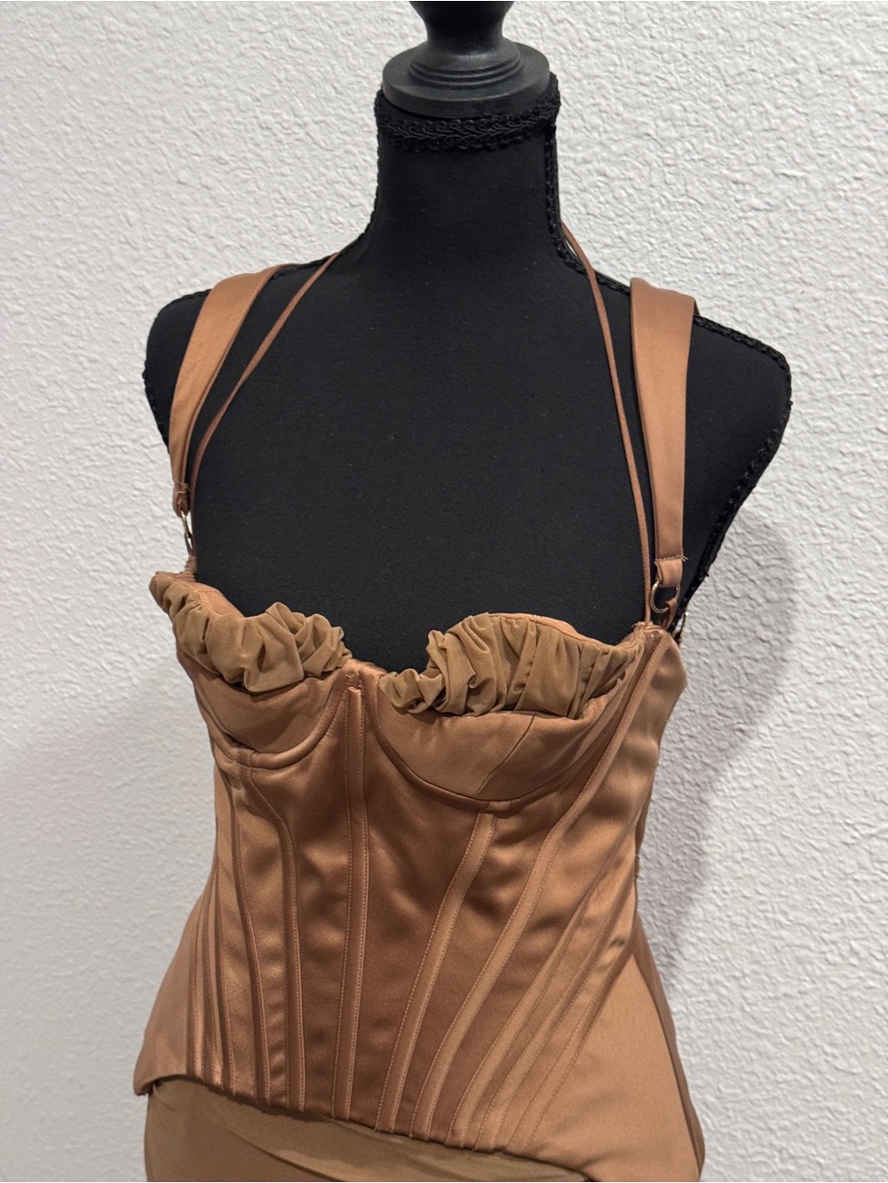 House of CB Brown Ruched Corset Midi Dress - Picture 3 of 6